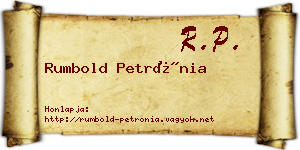 Rumbold Petrónia névjegykártya